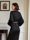 Dark series design feeling niche blouse woman early spring 2023 new long-sleeved waist shirt