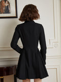 French waist dress women's new 2023 long-sleeved pleated hip skirt slim