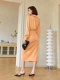 French v-neck shirt skirt 2023 summer new elegant thin slit skirt woman