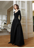 High Square Neck Black Swan stitched knit dress 2023 new banquet dress