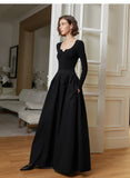 High Square Neck Black Swan stitched knit dress 2023 new banquet dress