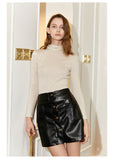 Retro Hong Kong wind high waist black small leather skirt spring and autumn new sexy slim skirt woman