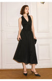 French vintage harbor V-neck dress 2023 summer new silk acetic acid slim dress