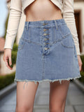 AEL Summer women denim short skirt fashion simple light blue straight waist pack hip skirt