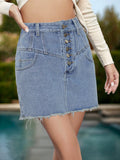 AEL Summer women denim short skirt fashion simple light blue straight waist pack hip skirt