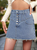 AEL Summer women denim short skirt fashion simple light blue straight waist pack hip skirt