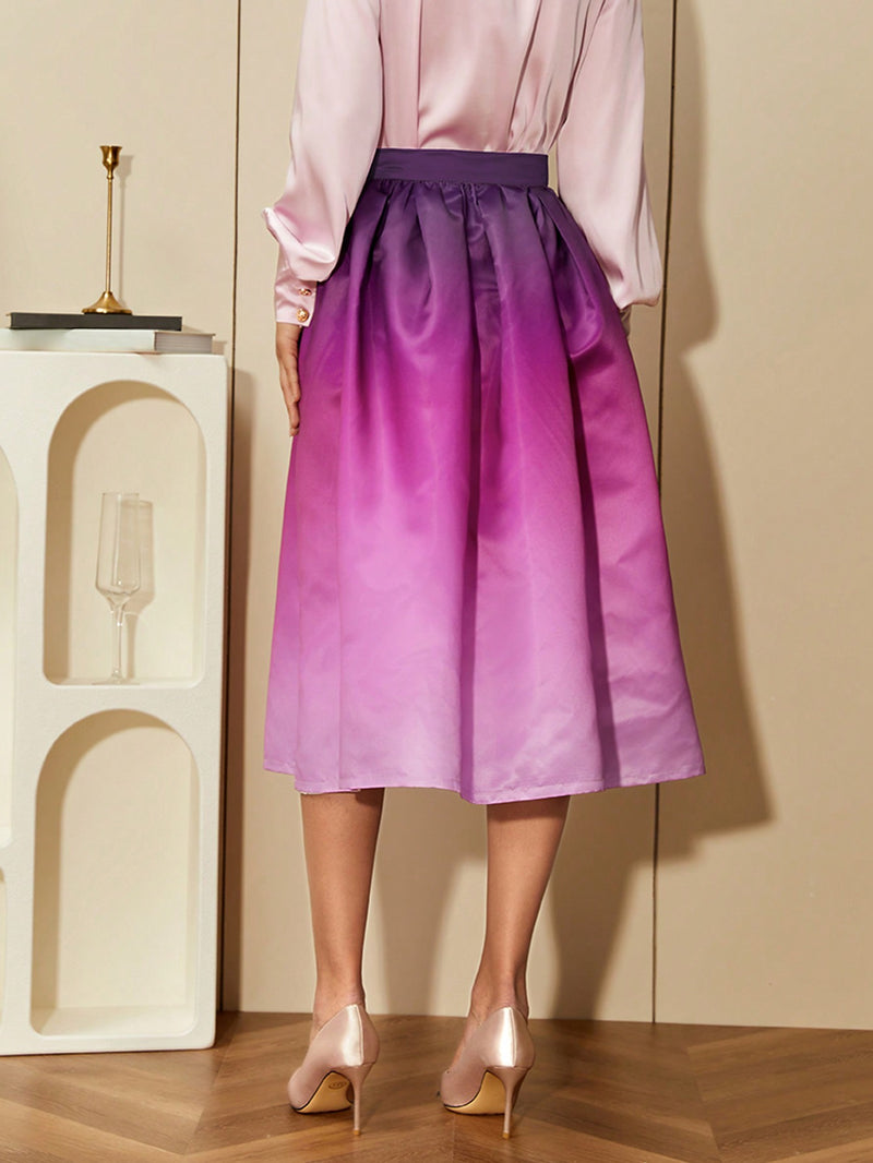 AEL Lady Summer women's skirt simple casual pleated gradual mid-waist pleated skirt