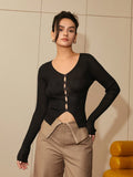 AEL LadyFrench sexy V-neck  pairs of knitted cardigan hollow-out simple  to show shirt