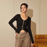 AEL LadyFrench sexy V-neck  pairs of knitted cardigan hollow-out simple  to show shirt