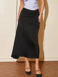 AEL Summer new temperament high-grade commuter pure color slim slim mid-length skirt