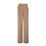 Asymmetrical pressure pleats high waist trousers 2023 summer new vertical feeling breathable slim straight trousers
