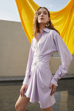 Irregular shirt | V-neck long-sleeved shirt dress-Dress-AEL Studio