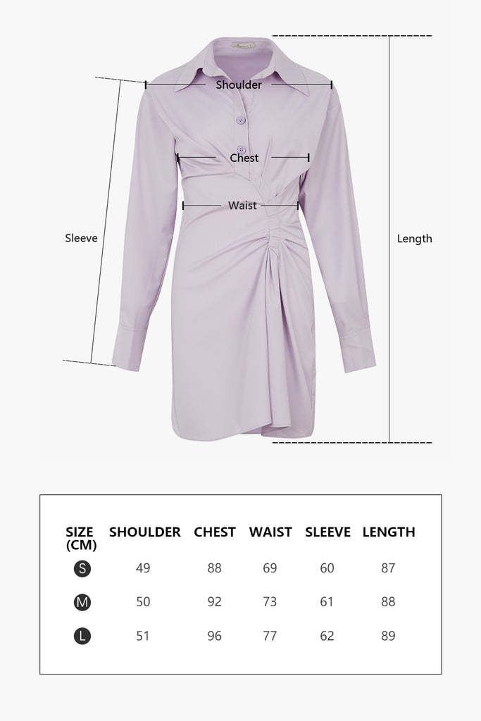 Irregular shirt | V-neck long-sleeved shirt dress-Dress-AEL Studio