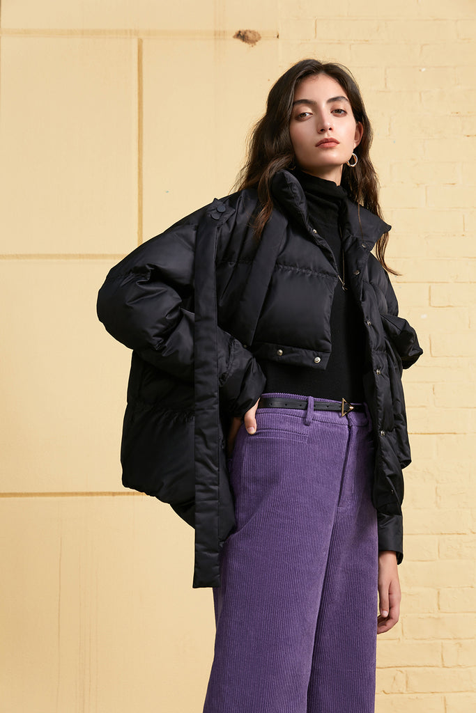 Asymmetric down jacket | Short coat | Street down jacket-Tops-AEL Studio