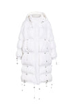 Hooded white duck down over the knee down jacket-coat-AEL Studio