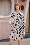 Irregular long sleeve polka dot chiffon dress-Dress-AEL Studio