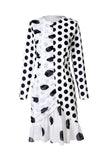 Irregular long sleeve polka dot chiffon dress