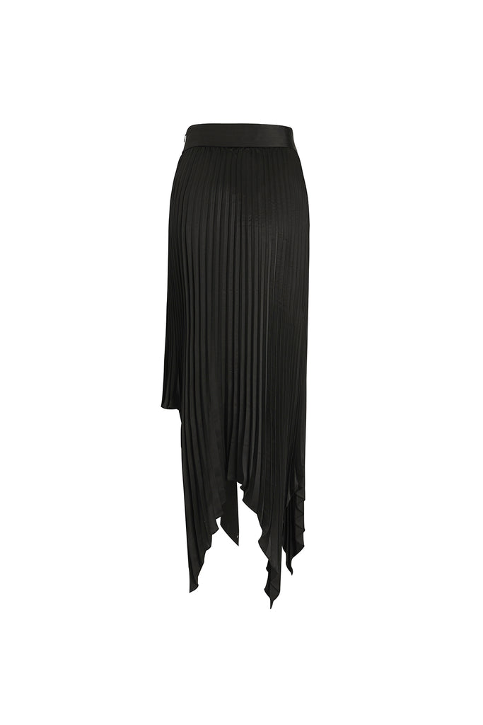 Irregular satin skirt | Pleated skirt | Street style skirt