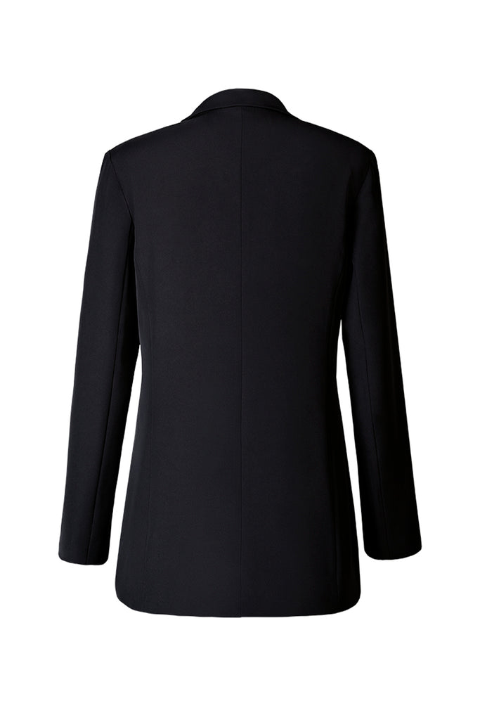 Double-breasted black slim jacket-coat-AEL Studio