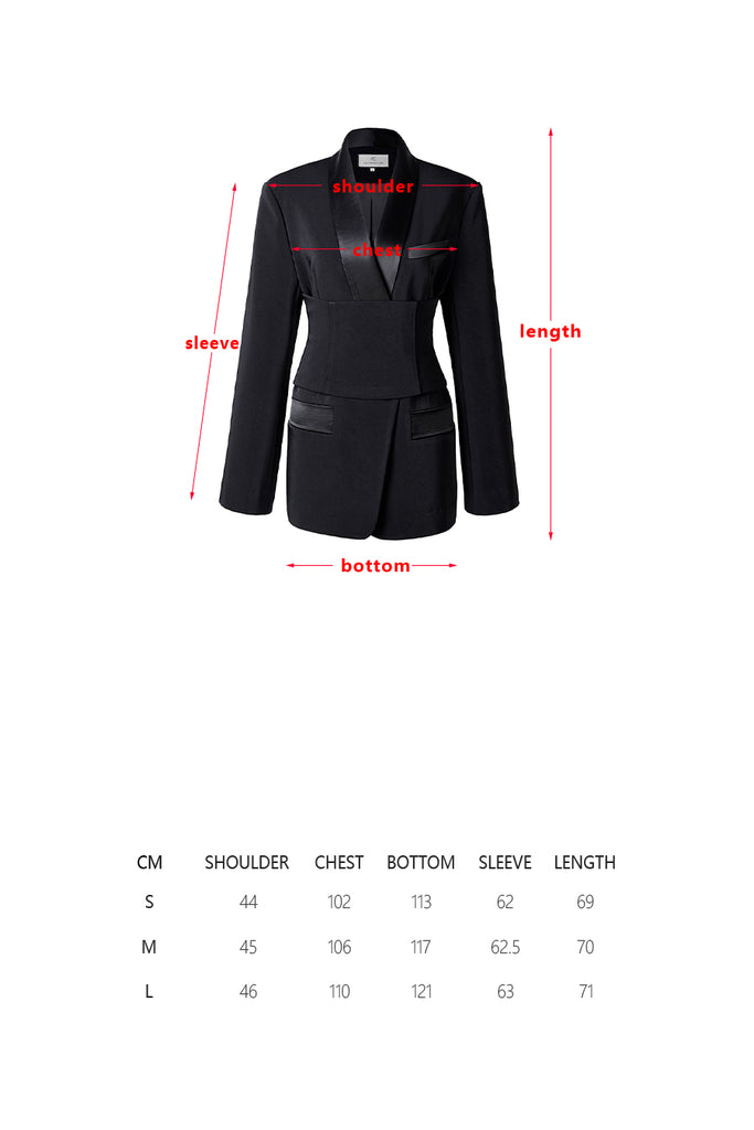 Slim black V-neck suit-coat-AEL Studio