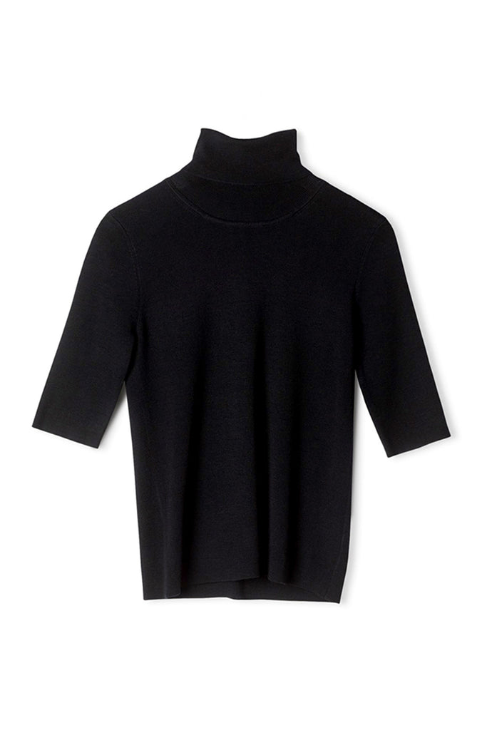 Black Turtleneck Half High Neck Sweater Turtleneck Half Sleeve Top