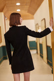 Retro temperament lady black dress-coat-AEL Studio