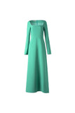 Square neck dress | Cyan green dress | Holiday dress