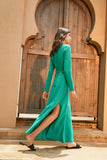 Square neck dress | Cyan green dress | Holiday dress-Dress-AEL Studio