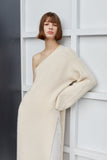 Off-the-shoulder long-sleeved wool knit sweater-Knitwear-AEL Studio