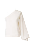 Wool sloping shoulder single sleeve knitted sweater
