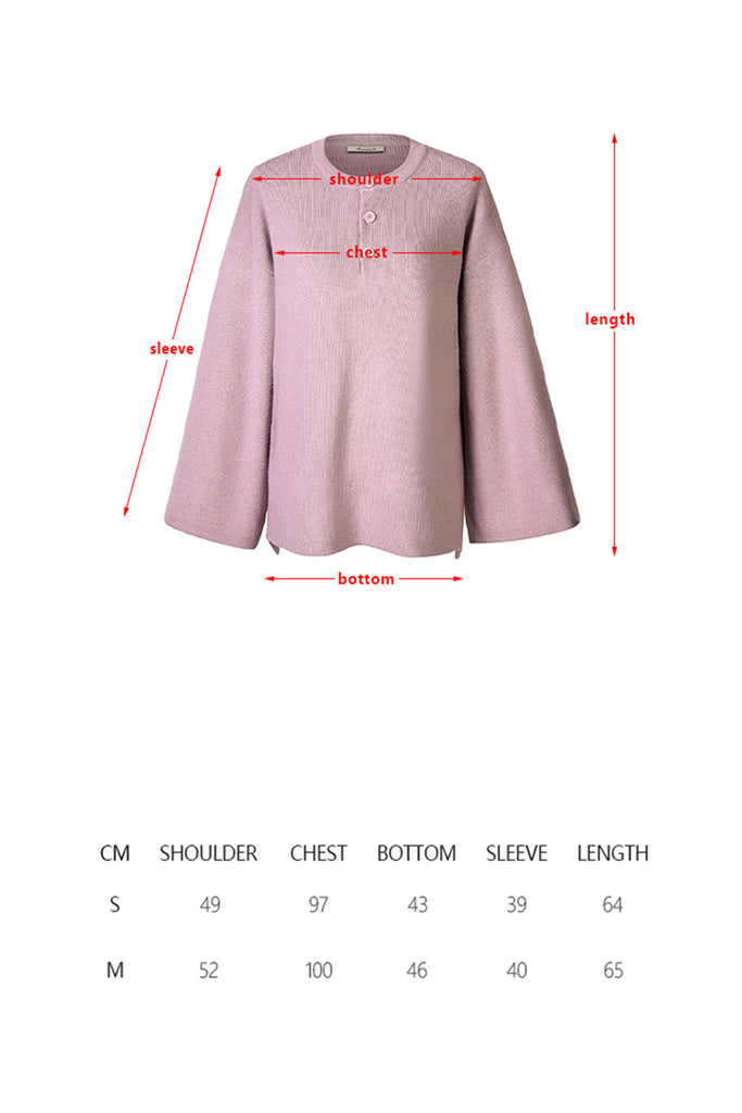 Loose V-neck featuring flared sleeve knit sweater-Top-AEL Studio