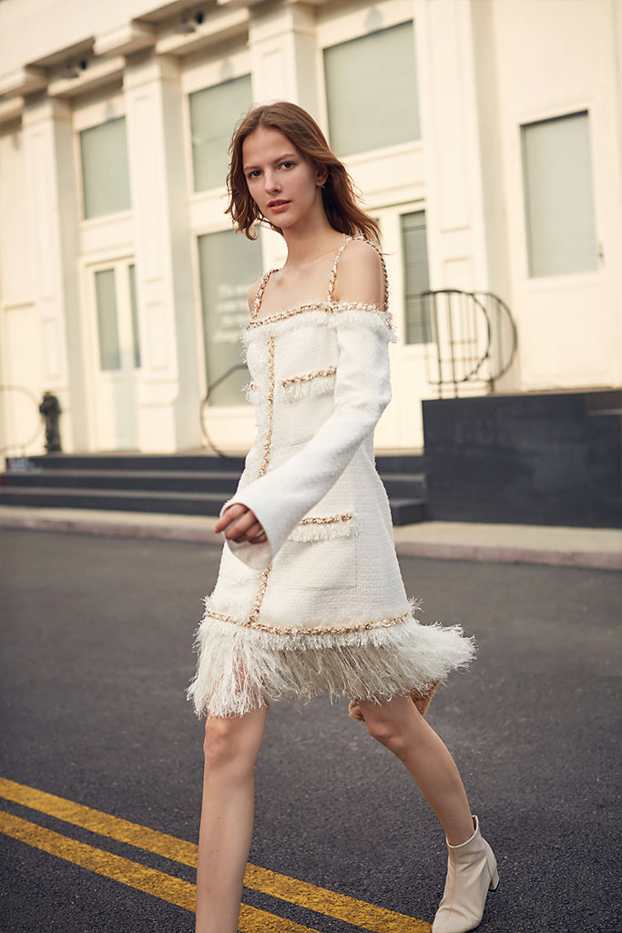 White Dress | Chain Dress | Celebrities Dress-Dress-AEL Studio