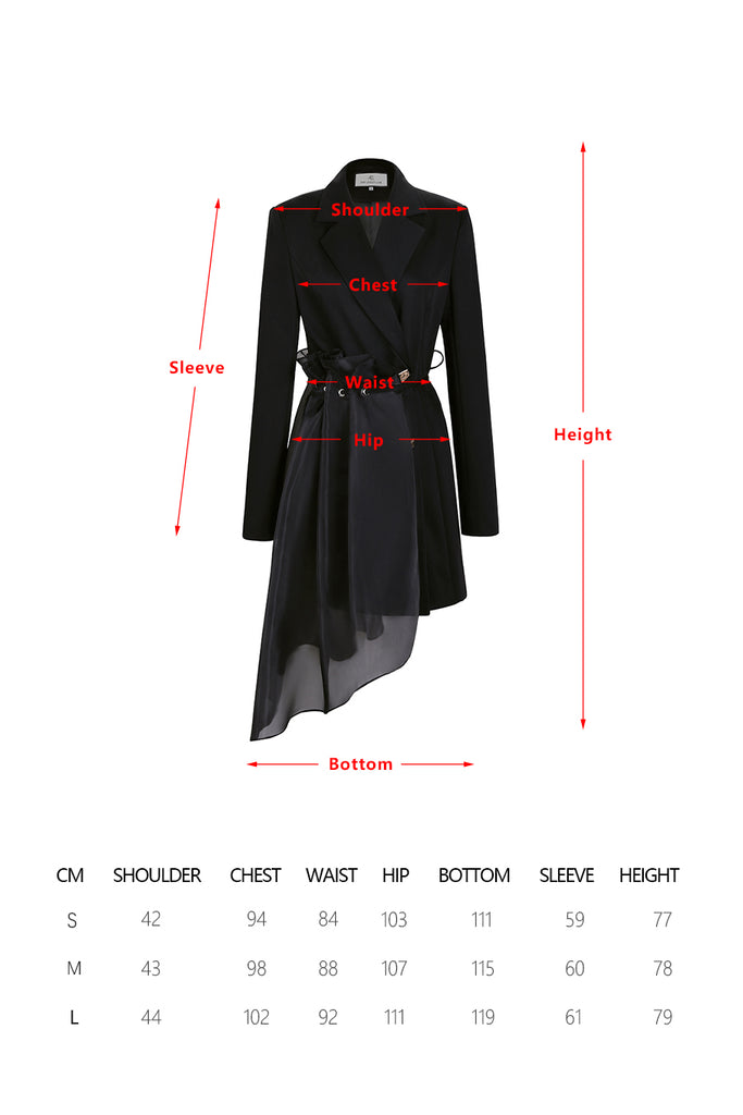 French elegant irregular organza suit skirt-coat-AEL Studio