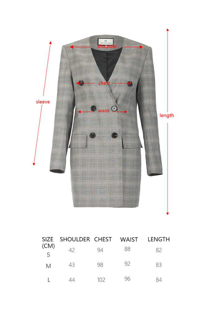 V-collar Plaid double breasted women's coat-coat-AEL Studio