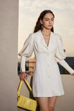 V neck dress | White dress | Vacation dress-Dress-AEL Studio