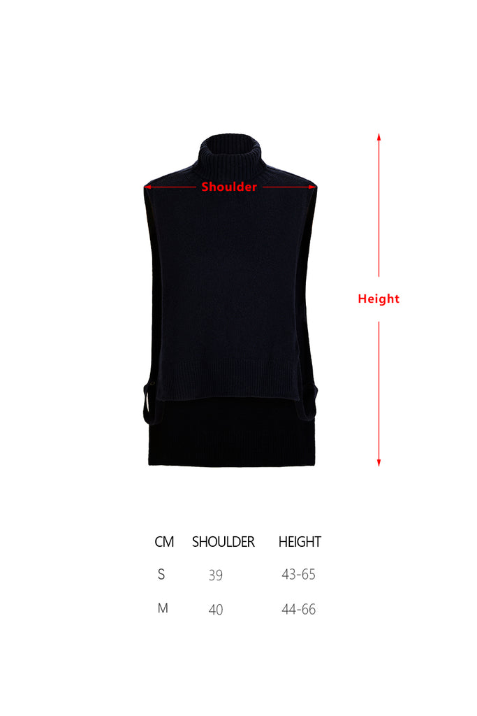 High collar knit irregular vest-Top-AEL Studio