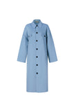 Double-faced nylon coat | Haze blue wool coat | Party wool coat