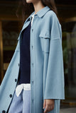 Double-faced nylon coat | Haze blue wool coat | Party wool coat-coat-AEL Studio