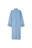 Double-faced nylon coat | Haze blue wool coat | Party wool coat-coat-AEL Studio