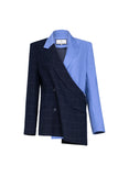 asymmetrical slim waist blazer | Two-tone stitching brazer | Commuter blazer