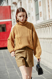 Wool sweater with high neck and flared sleeves-AEL Studio