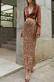 Rose gold sequin skirt | Sexy skirt | Party skirt-Bottoms-AEL Studio