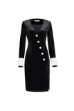 Oblique buckle dress | Hepburn style French little black dress | Street dress