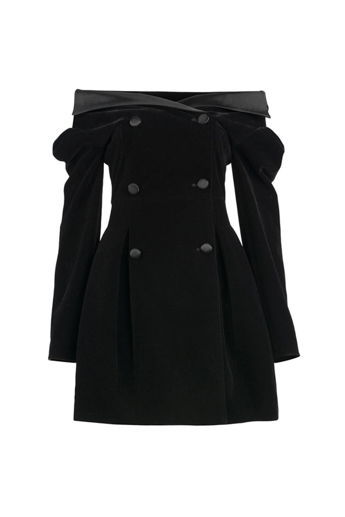 Off-the-shoulder skirt | Black suit skirt | Banquet suit skirt-coat-AEL Studio