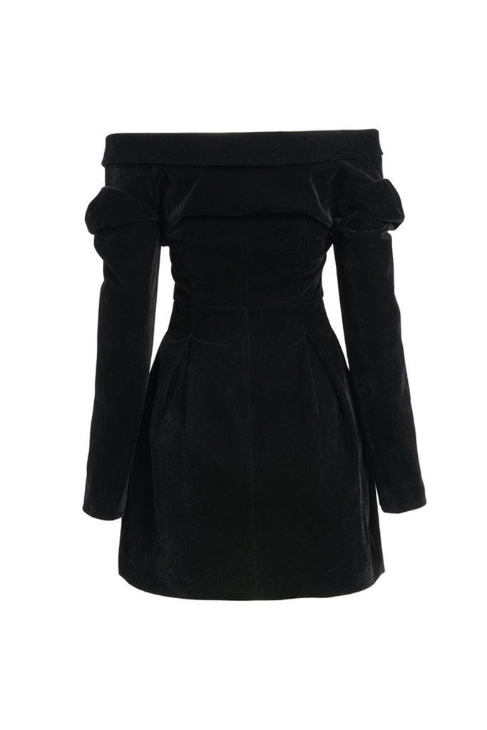 Off-the-shoulder skirt | Black suit skirt | Banquet suit skirt-coat-AEL Studio