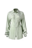 Buttonless shirt | Mint green long-sleeved shirt | Casual shirt