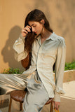 Buttonless shirt | Mint green long-sleeved shirt | Casual shirt-Tops-AEL Studio
