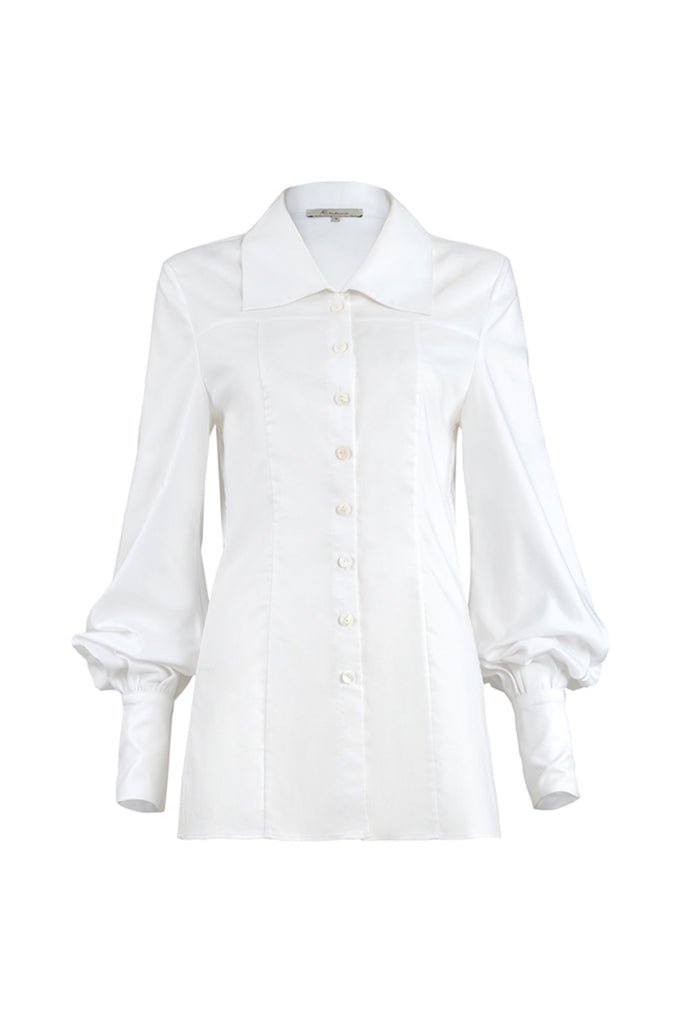Bunch sleeve | White top | Commute dress-Tops-AEL Studio