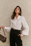 Bunch sleeve | White top | Commute dress-Tops-AEL Studio