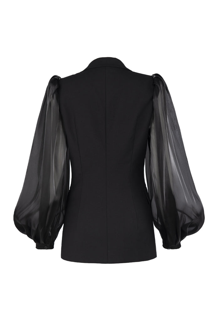 Lantern sleeve jacket | Black coat | Street coat-coat-AEL Studio